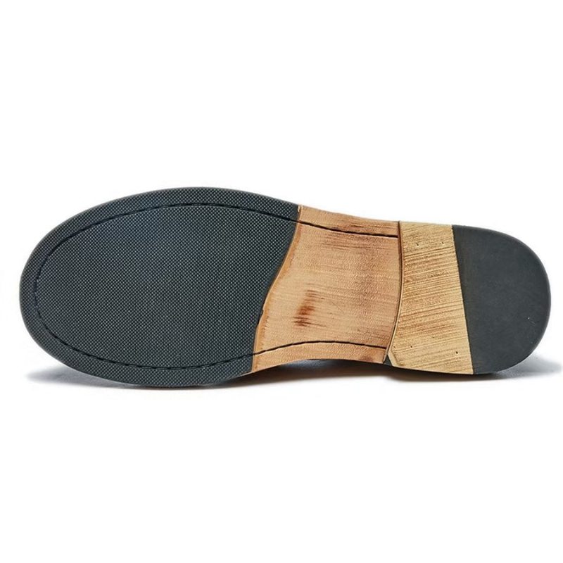 Pánské Kozačky Elegantní Koňské Slip On Kotníkové - Černá