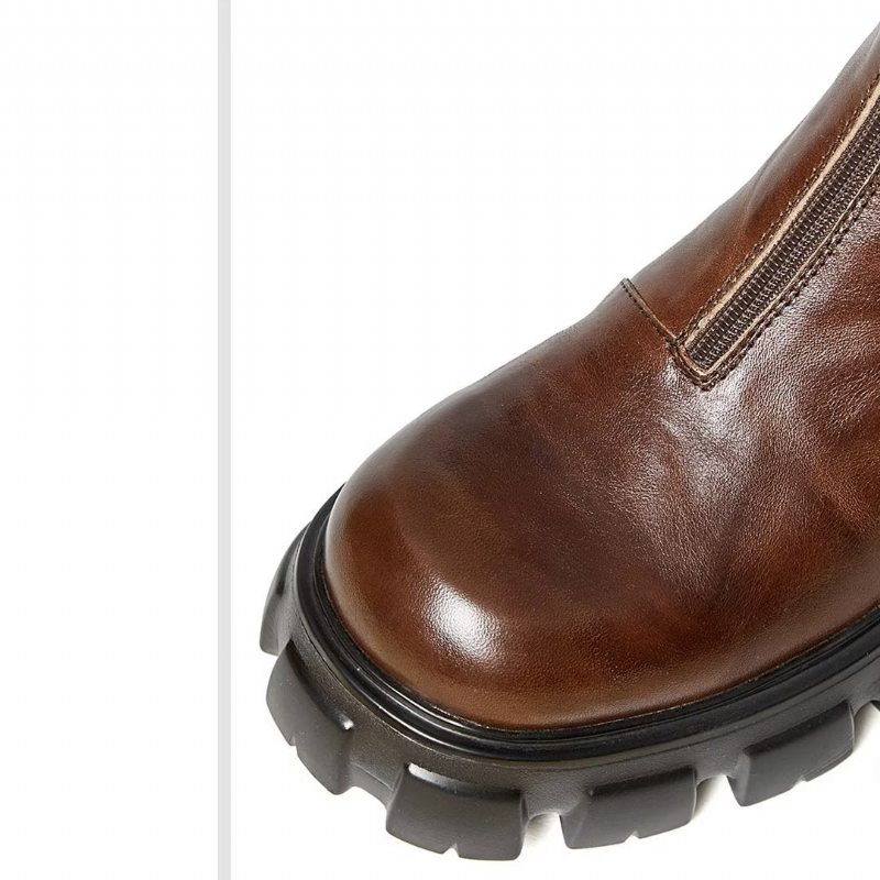 Pánské Kozačky Z Ovčí Kůže Šik Na Zip Vintage Martin Boots - Hnědá