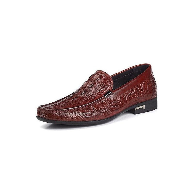 Pánské Mokasíny Allilux Klasický Leather Slip On Ležérní - Červená