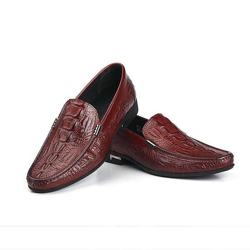 Pánské Mokasíny Allilux Klasický Leather Slip On Ležérní - Červená