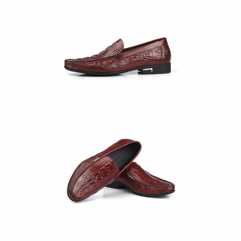 Pánské Mokasíny Allilux Klasický Leather Slip On Ležérní - Červená