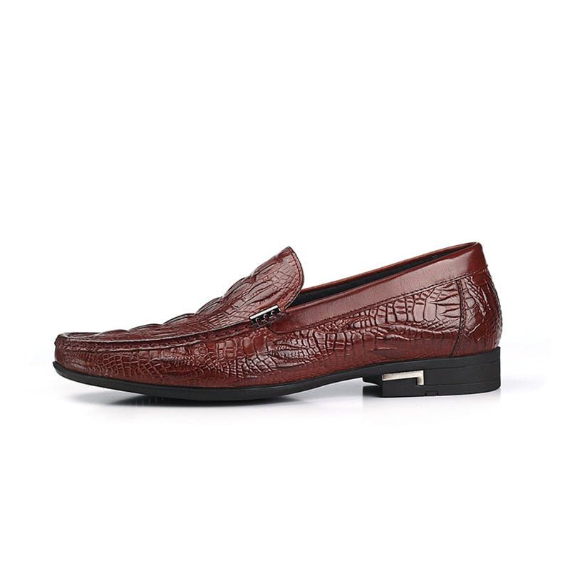 Pánské Mokasíny Allilux Klasický Leather Slip On Ležérní - Červená