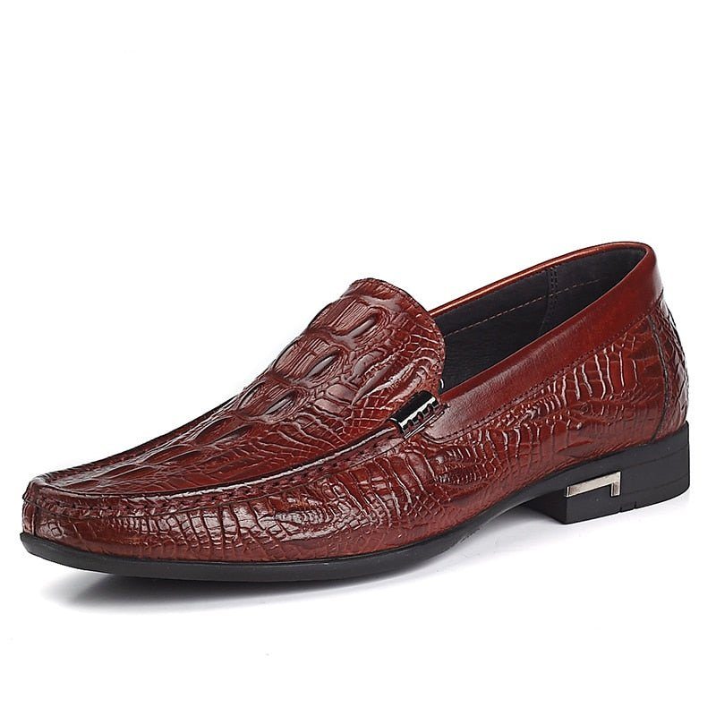 Pánské Mokasíny Allilux Klasický Leather Slip On Ležérní - Červená