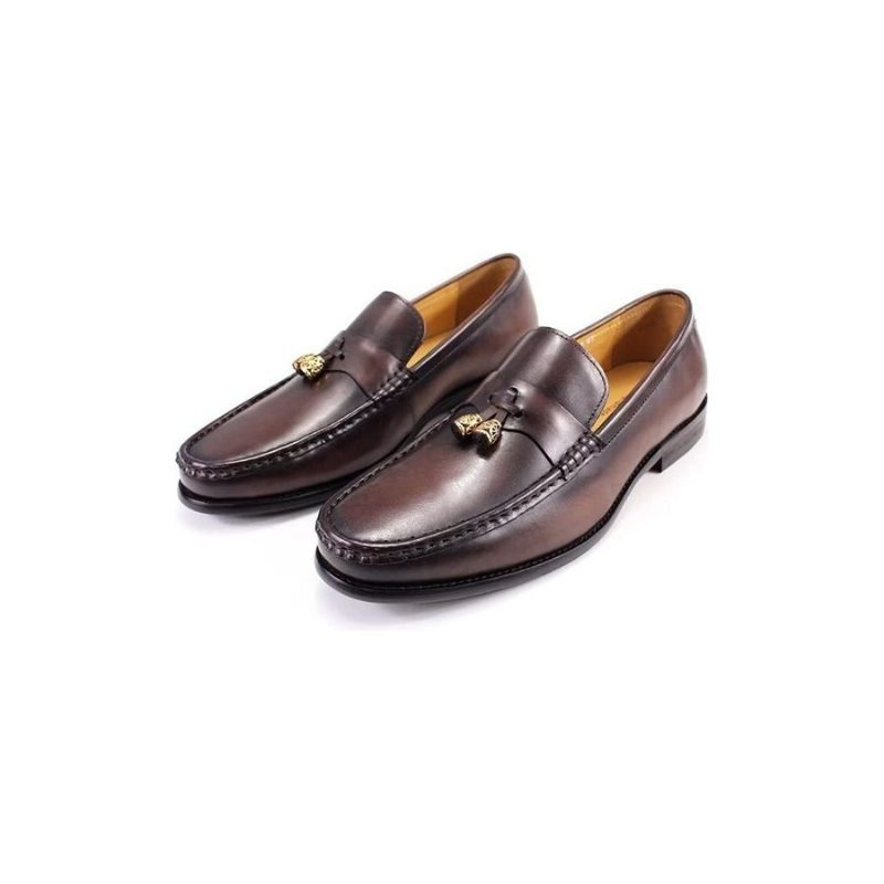 Pánské Mokasíny Brogue Slip Ons - Káva