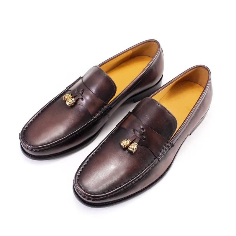 Pánské Mokasíny Brogue Slip Ons - Káva