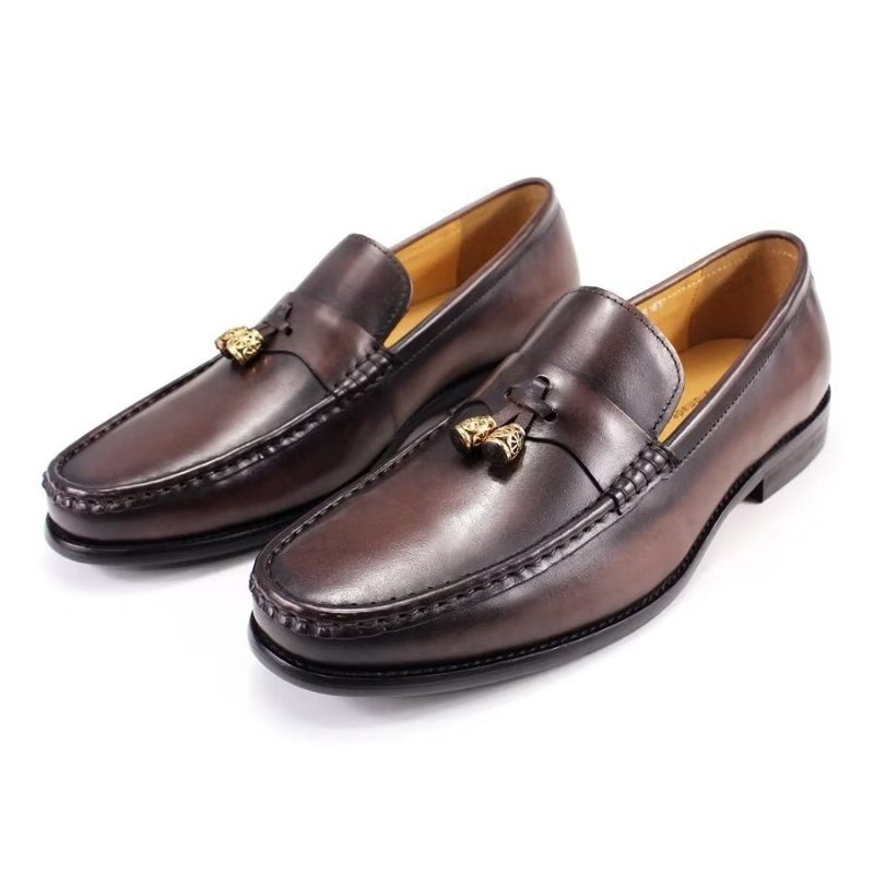 Pánské Mokasíny Brogue Slip Ons - Káva