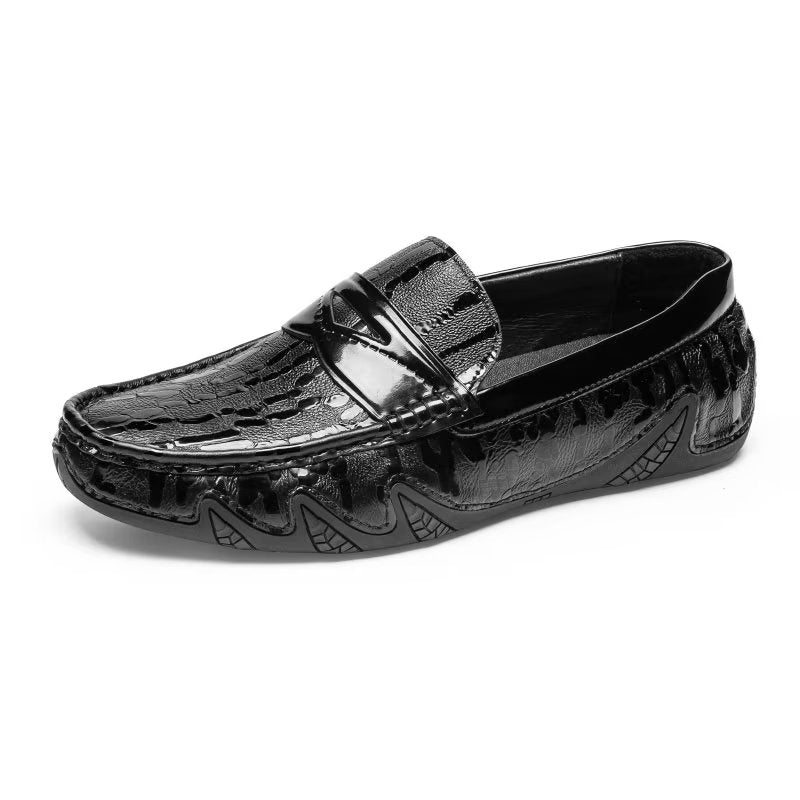 Pánské Mokasíny Croc Pattern Elegant Slip On - Černá