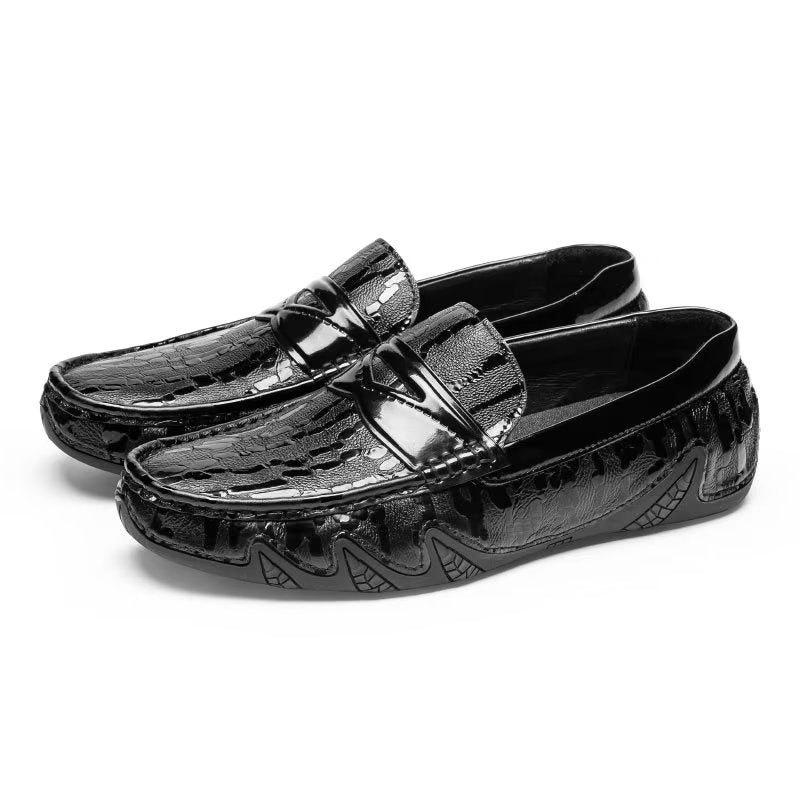 Pánské Mokasíny Croc Pattern Elegant Slip On - Černá