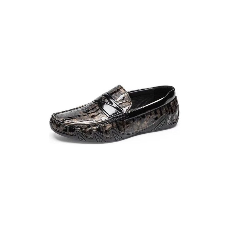 Pánské Mokasíny Croc Pattern Elegant Slip On - Káva