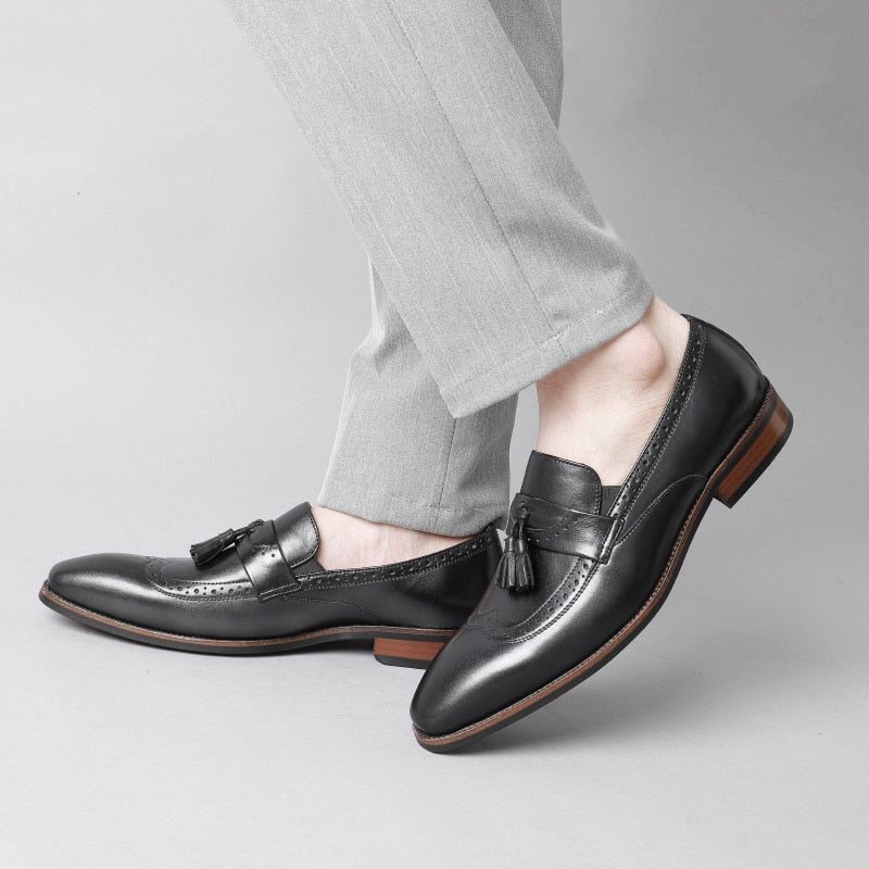 Pánské Mokasíny Exotické Slip On Brogue - Černá