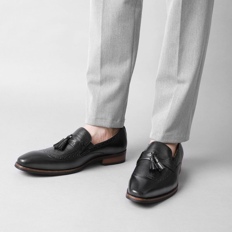 Pánské Mokasíny Exotické Slip On Brogue - Černá