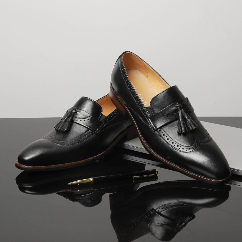 Pánské Mokasíny Exotické Slip On Brogue - Černá