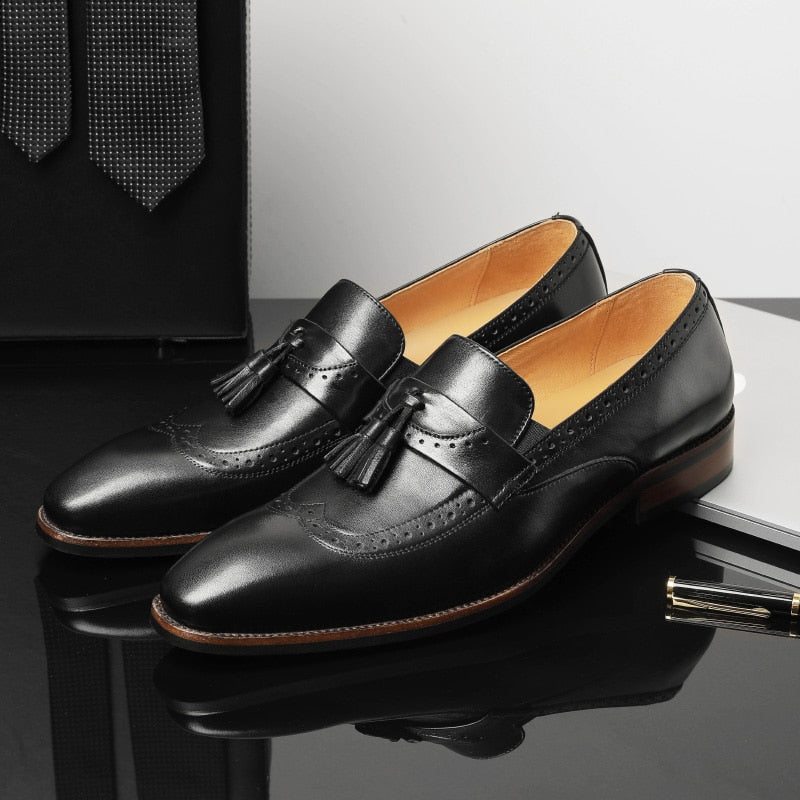 Pánské Mokasíny Exotické Slip On Brogue - Černá