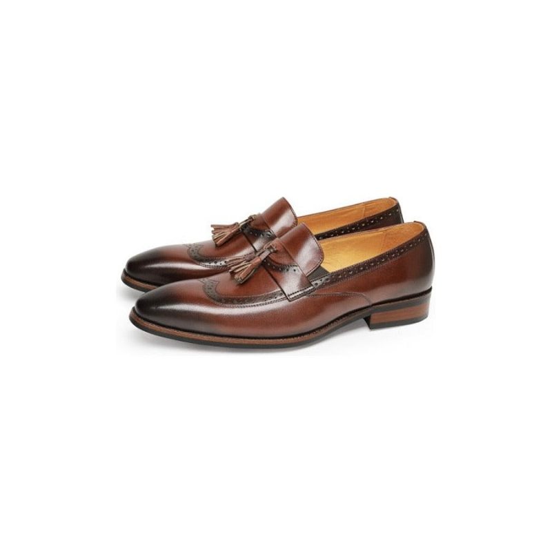 Pánské Mokasíny Exotické Slip On Brogue - Hnědá