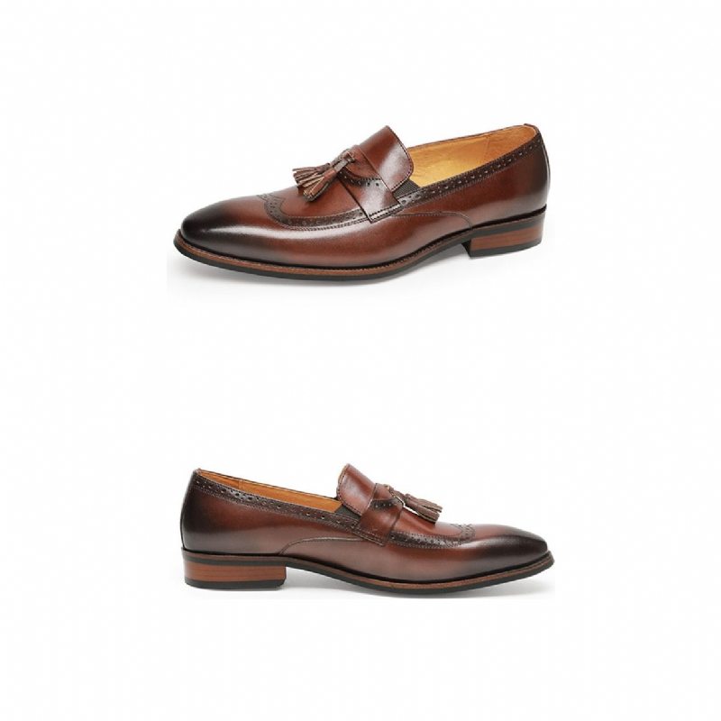 Pánské Mokasíny Exotické Slip On Brogue - Hnědá