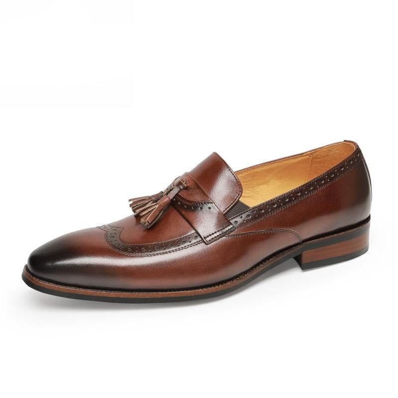 Pánské Mokasíny Exotické Slip On Brogue - Hnědá