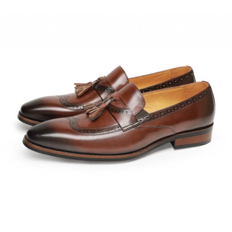 Pánské Mokasíny Exotické Slip On Brogue - Hnědá