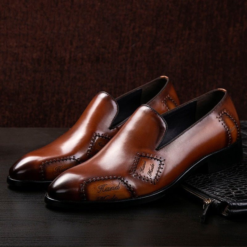 Pánské Mokasíny Klasický Boss Leather Slip-on Brogue - Káva