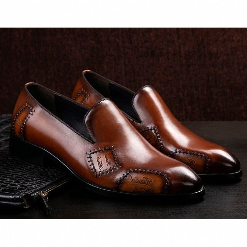 Pánské Mokasíny Klasický Boss Leather Slip-on Brogue - Káva