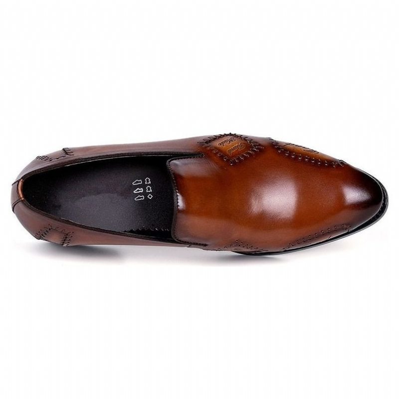 Pánské Mokasíny Klasický Boss Leather Slip-on Brogue - Káva