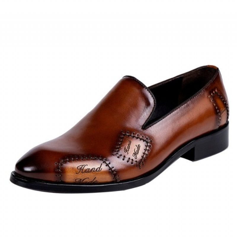 Pánské Mokasíny Klasický Boss Leather Slip-on Brogue - Káva