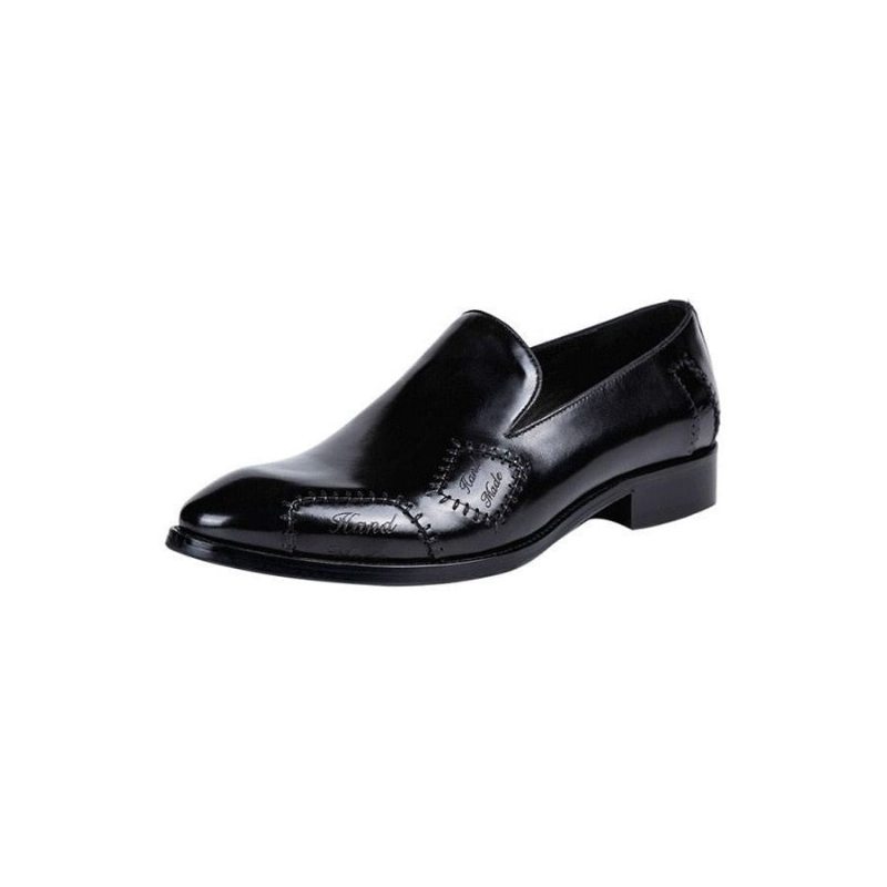 Pánské Mokasíny Klasický Boss Leather Slip-on Brogue - Černá