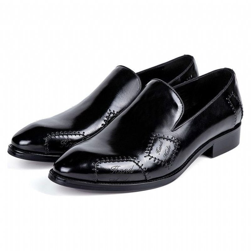 Pánské Mokasíny Klasický Boss Leather Slip-on Brogue - Černá