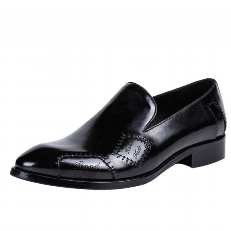 Pánské Mokasíny Klasický Boss Leather Slip-on Brogue - Černá