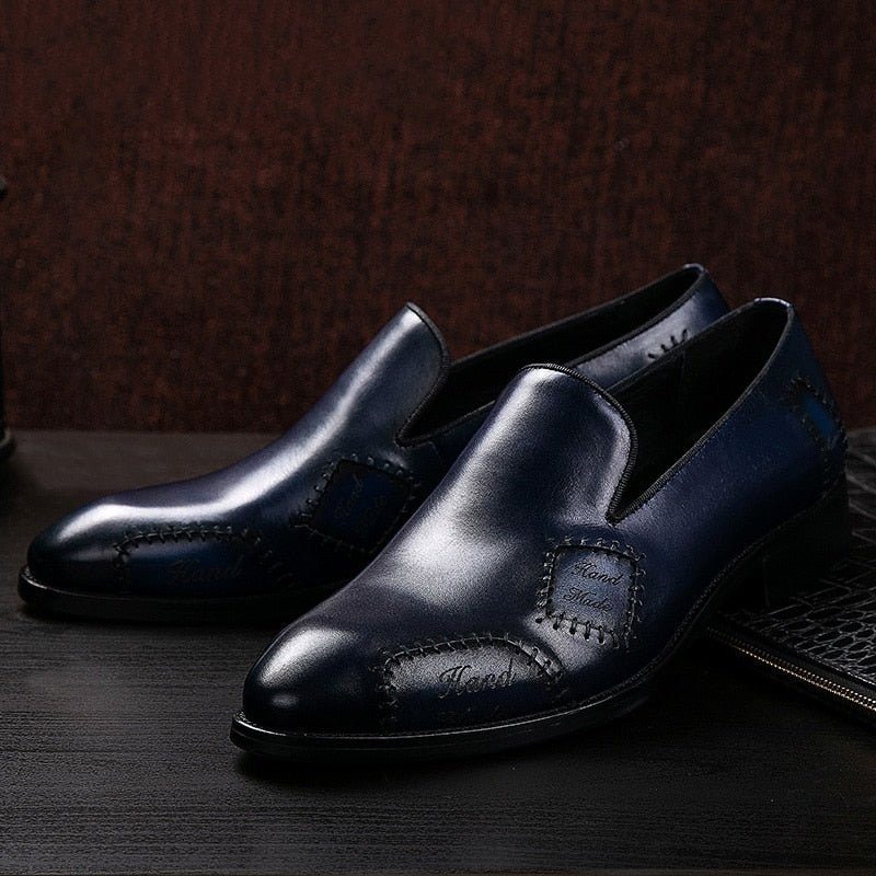 Pánské Mokasíny Klasický Boss Leather Slip-on Brogue - Modrá