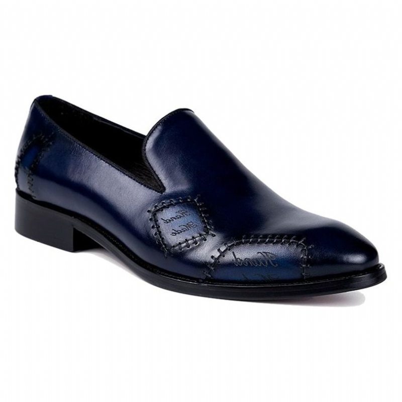 Pánské Mokasíny Klasický Boss Leather Slip-on Brogue - Modrá