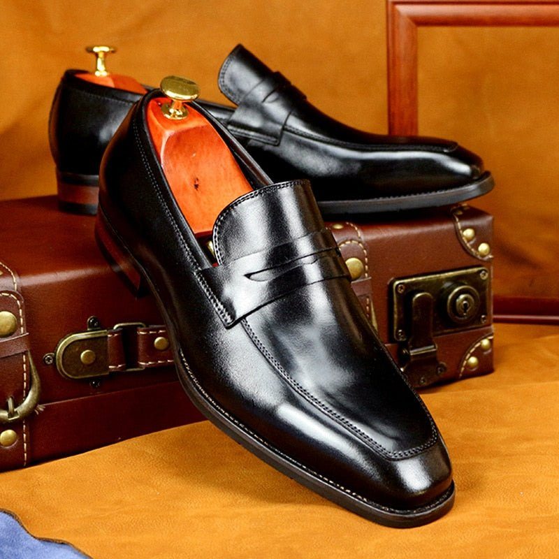 Pánské Mokasíny Klasický Leather Pointed Toe Business Brogue - Černá