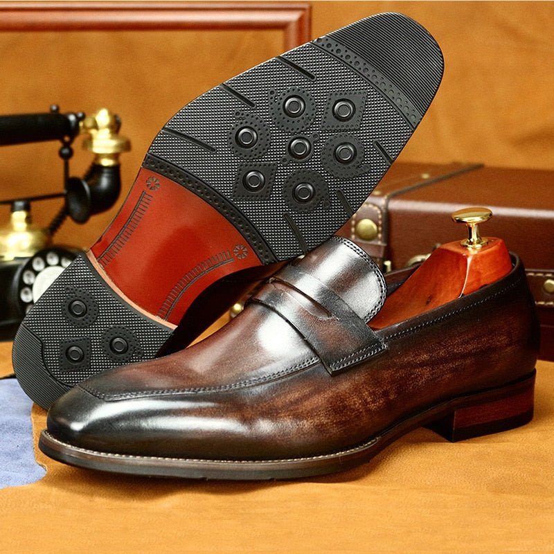 Pánské Mokasíny Klasický Leather Pointed Toe Business Brogue - Káva