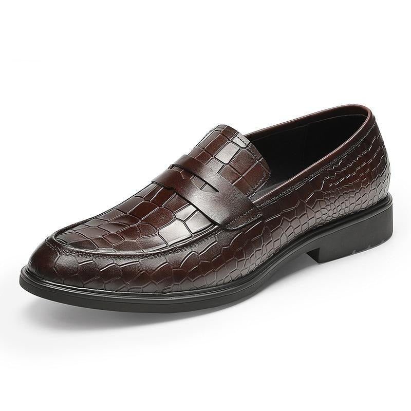 Pánské Mokasíny Klasický Leather Slip-on Brogue - Červená