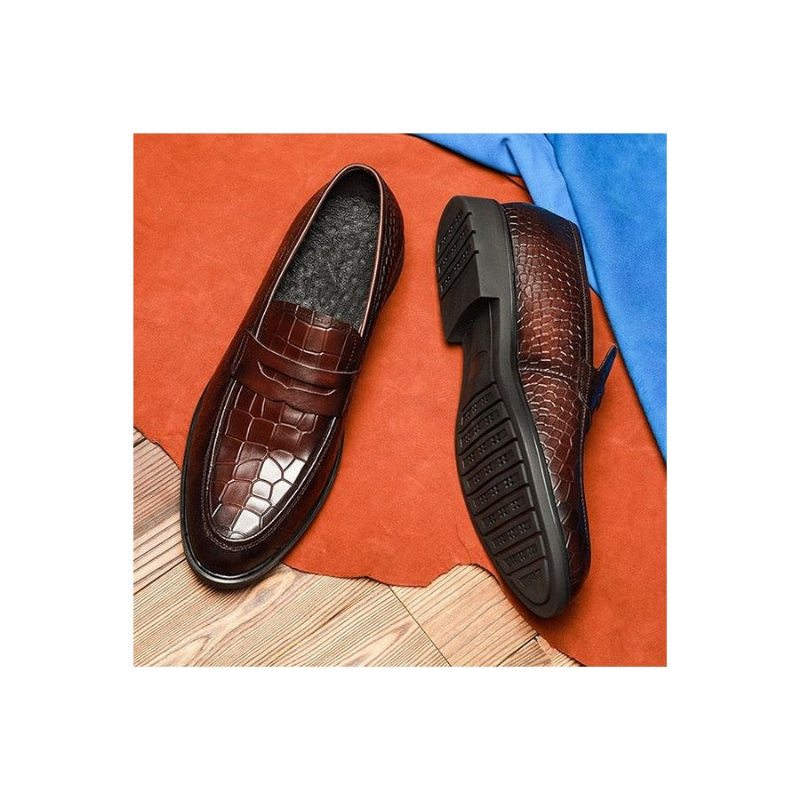 Pánské Mokasíny Klasický Leather Slip-on Brogue - Červená