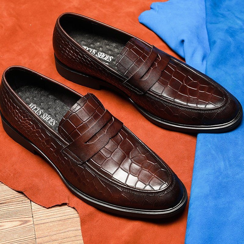 Pánské Mokasíny Klasický Leather Slip-on Brogue - Červená