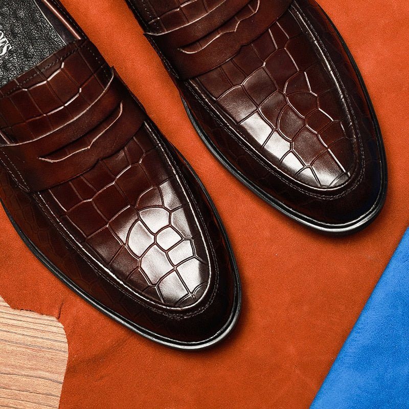 Pánské Mokasíny Klasický Leather Slip-on Brogue - Červená