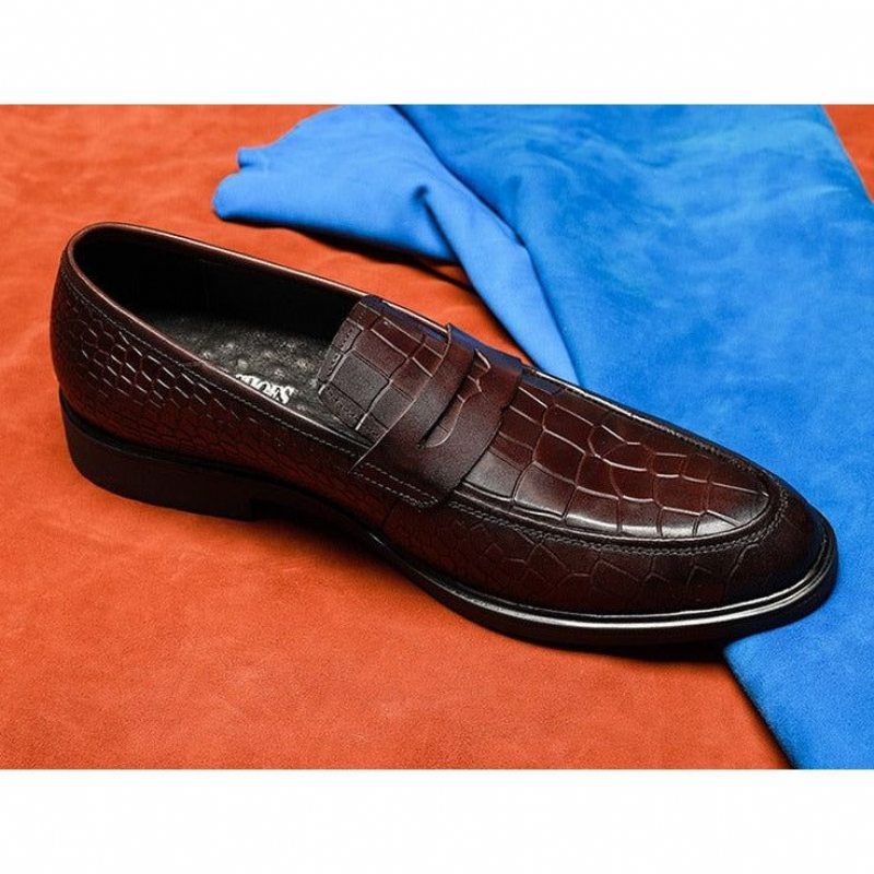 Pánské Mokasíny Klasický Leather Slip-on Brogue - Červená