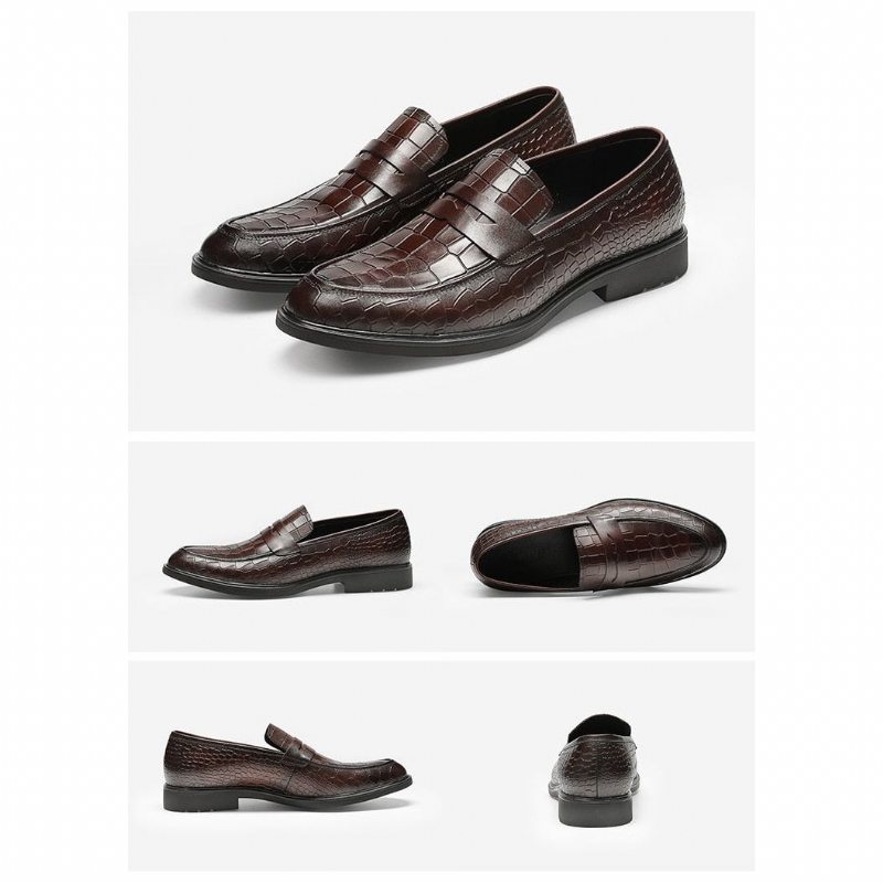 Pánské Mokasíny Klasický Leather Slip-on Brogue - Červená