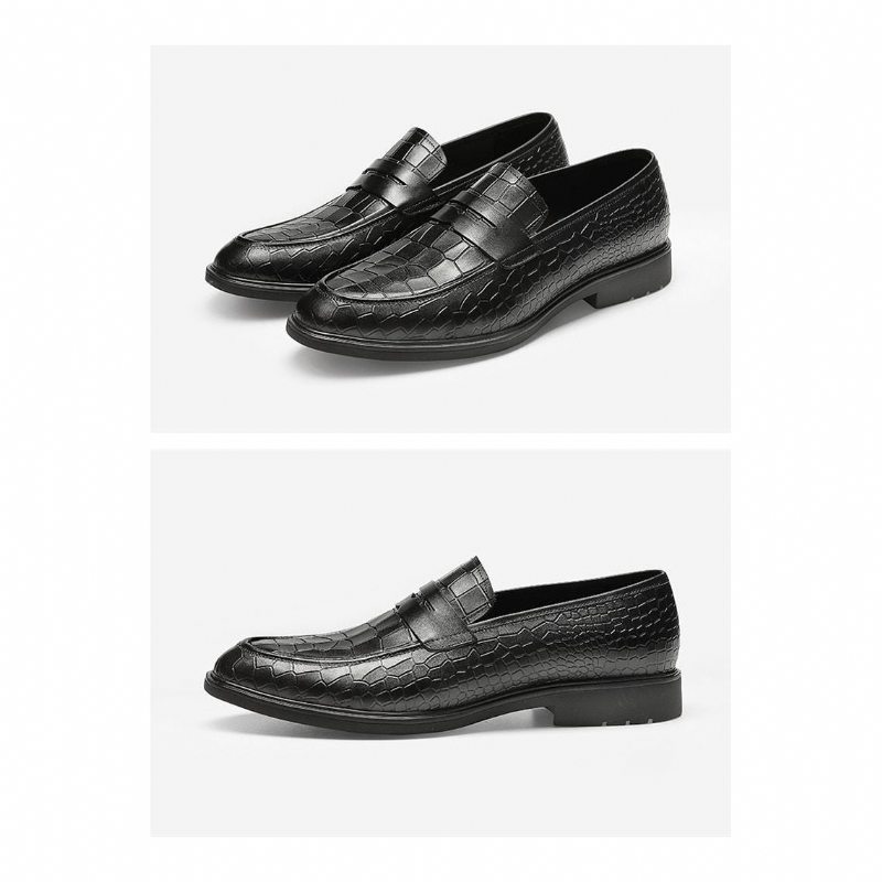 Pánské Mokasíny Klasický Leather Slip-on Brogue - Černá