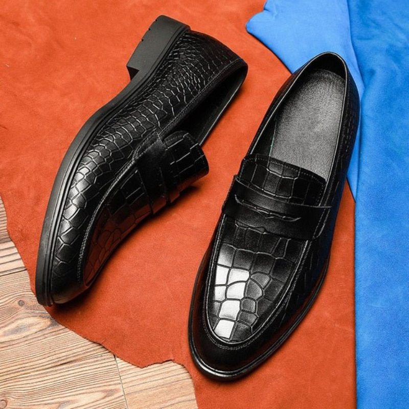 Pánské Mokasíny Klasický Leather Slip-on Brogue - Černá