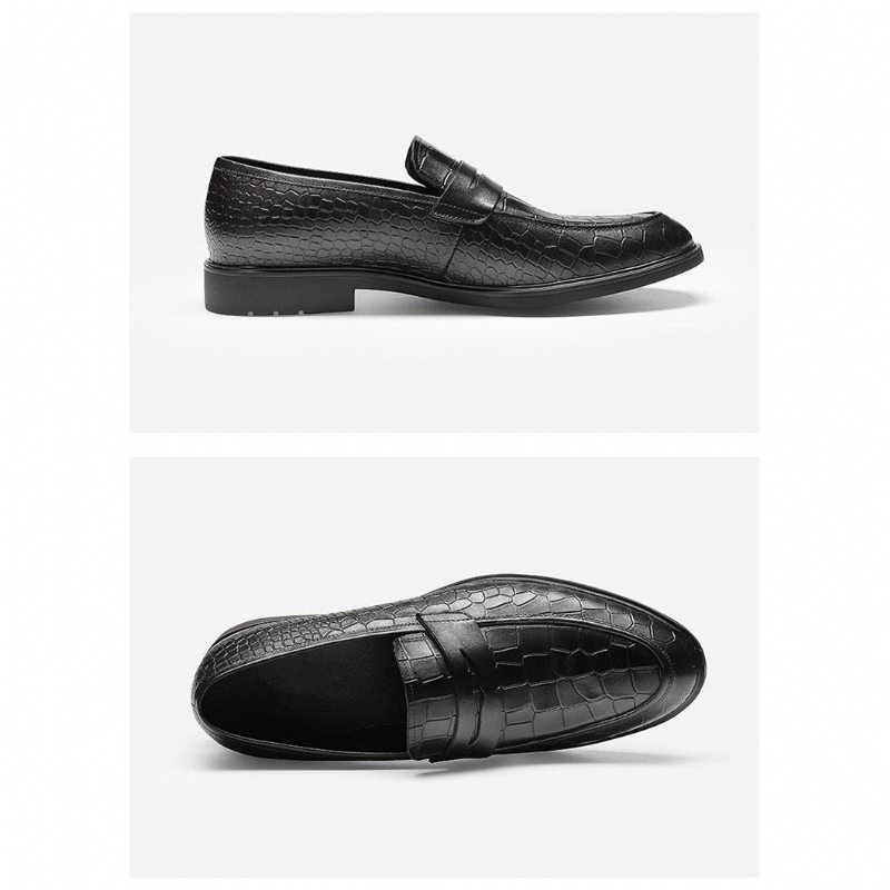 Pánské Mokasíny Klasický Leather Slip-on Brogue - Černá