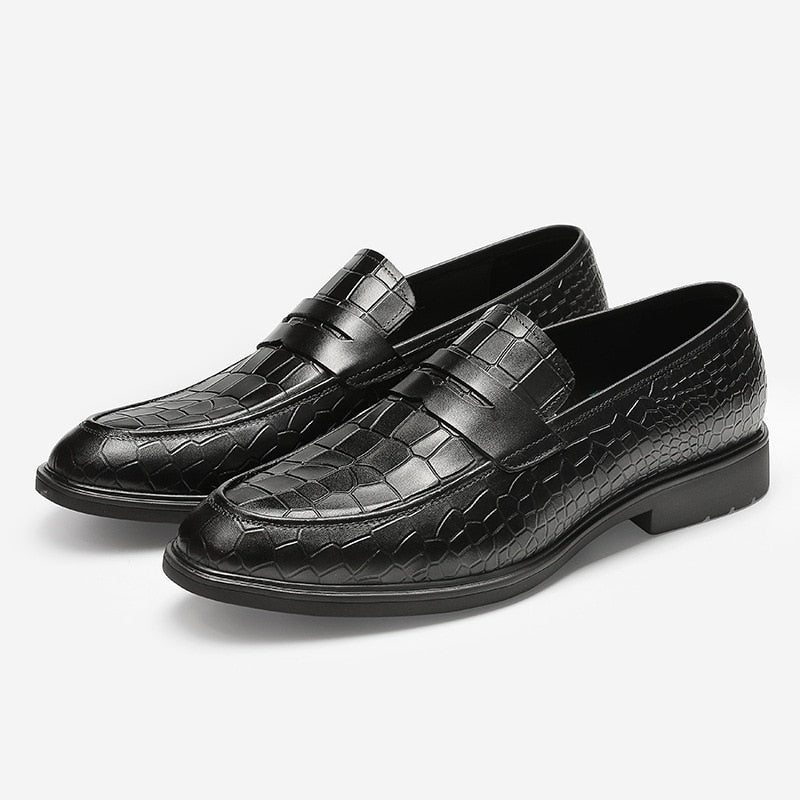 Pánské Mokasíny Klasický Leather Slip-on Brogue - Černá