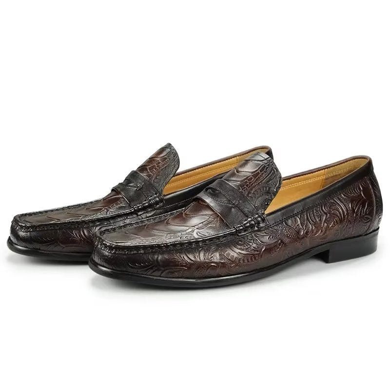 Pánské Mokasíny Klasický Metal Toe Slip On - Káva