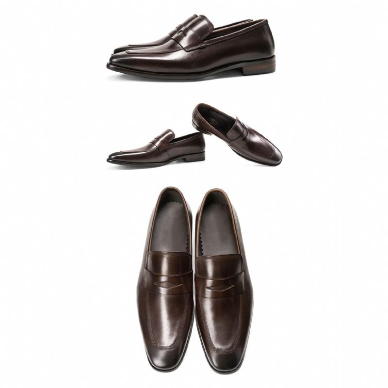 Pánské Mokasíny Klasický Pointed Toe Brogue - Káva