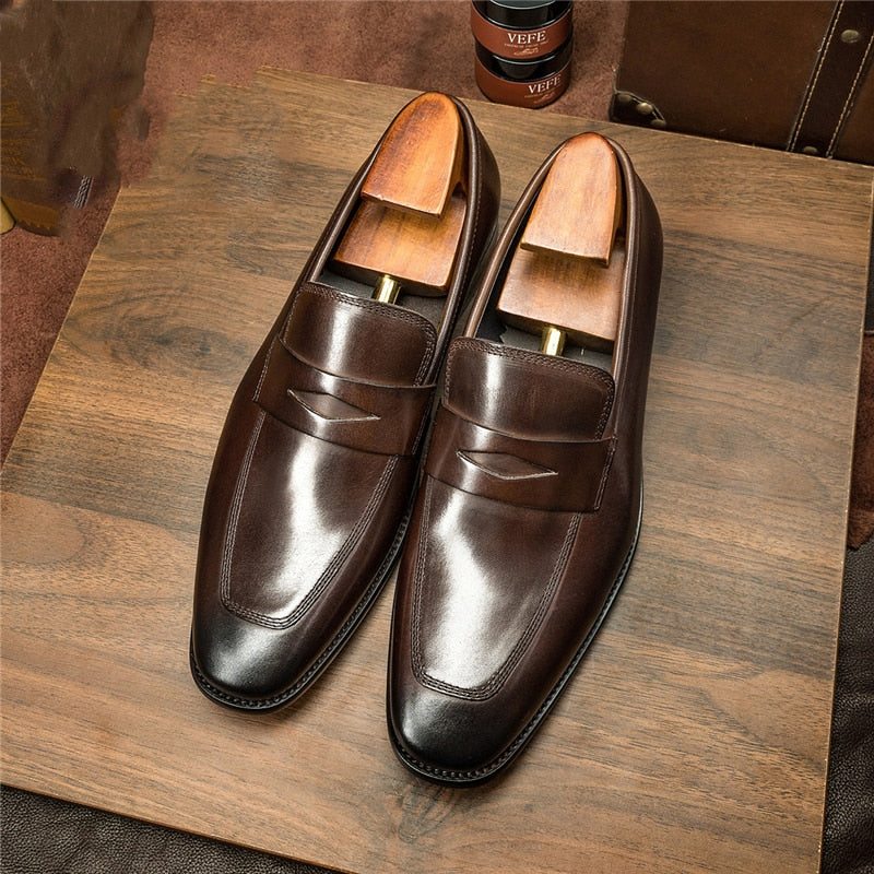 Pánské Mokasíny Klasický Pointed Toe Brogue - Káva