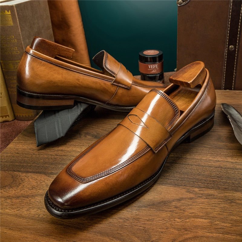 Pánské Mokasíny Klasický Pointed Toe Brogue - Hnědá