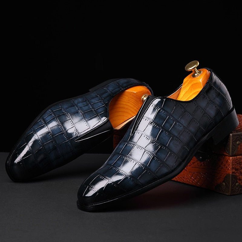 Pánské Mokasíny Klasický Pointed Toe Brogue - Modrá