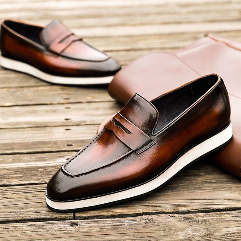 Pánské Mokasíny Klasický Pointed Toe Slip-on Brogues - Káva