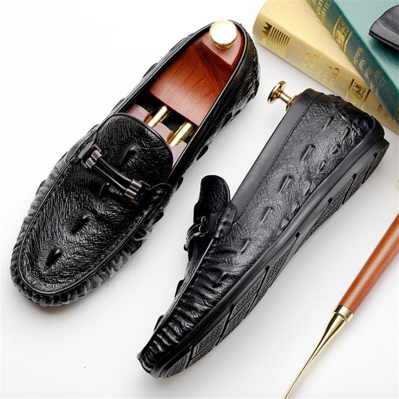 Pánské Mokasíny Luxusní Croctex Leather Brogue - Černá