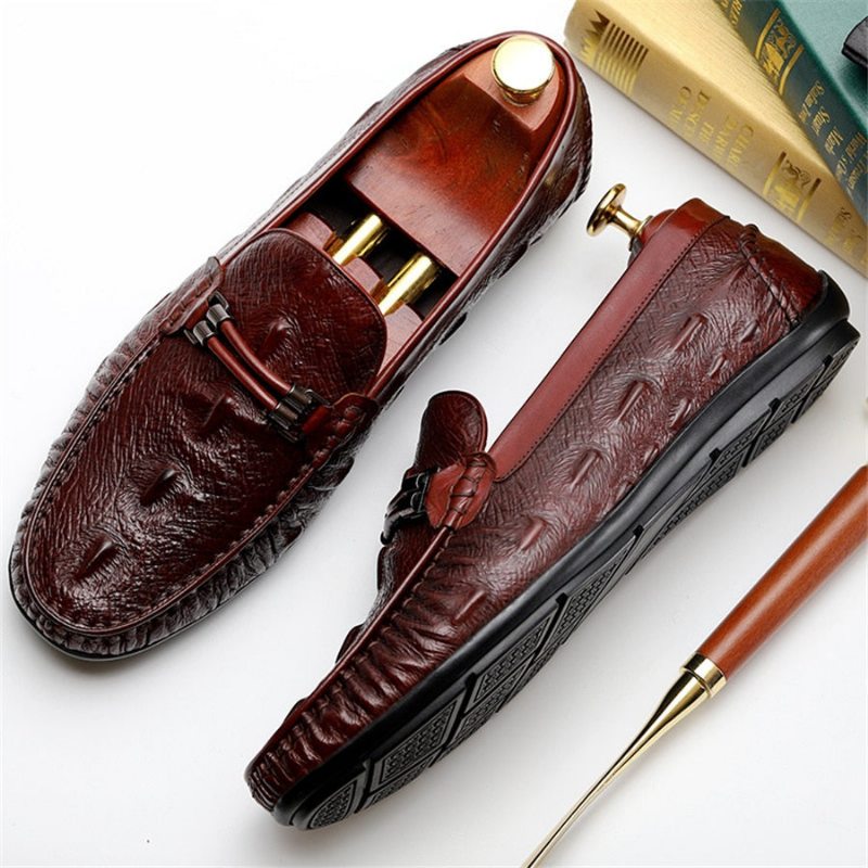 Pánské Mokasíny Luxusní Croctex Leather Brogue - Červená